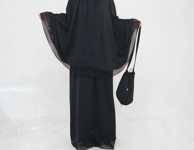 Muslim 4 Piece Set Women Skirts Headscarf Lace Storage Bag Prayer Pad Suit Eid Ramadan Morocco Dubai Hijab Long Skirt Outfits