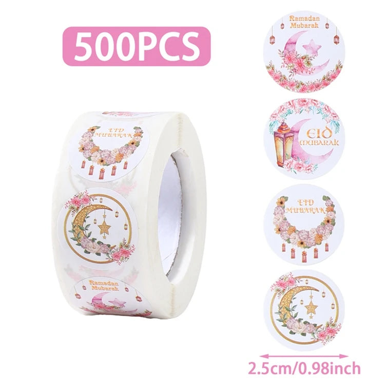 EID Mubarak Stickers Ramadan Decoration 2025 For Favor Gifts Label Ramadan Kareem Islamic Muslim Party Eid Al Adha Gifts