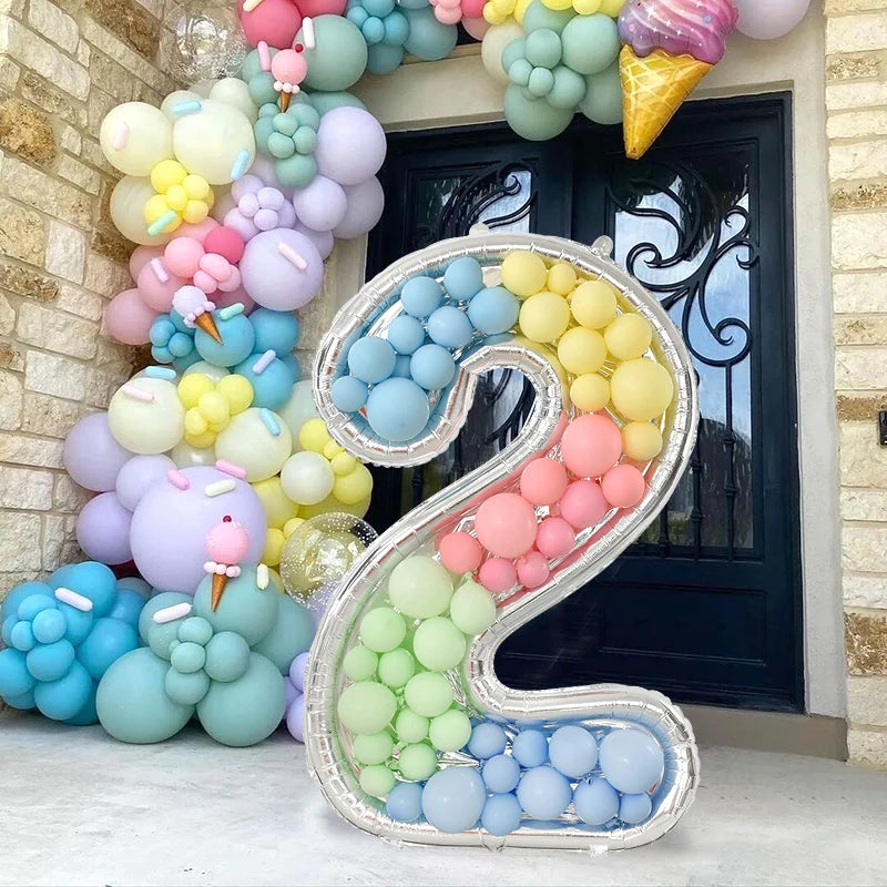 65inch Large Foil Number Balloon DIY Filling Frame 1st 18th Birthday Decoration Balloons Filling Box Wedding Anniversary Decor