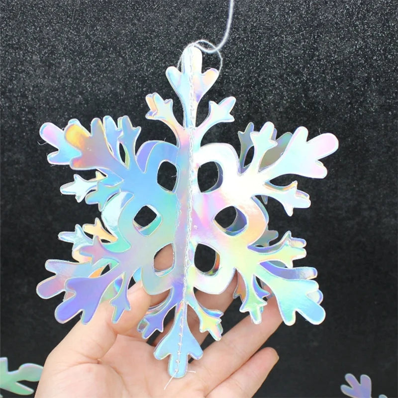 6pcs 3D white/laser snowflake hanging decorations, Christmas snowflakes, winter wonderland, New Year's party home decorations