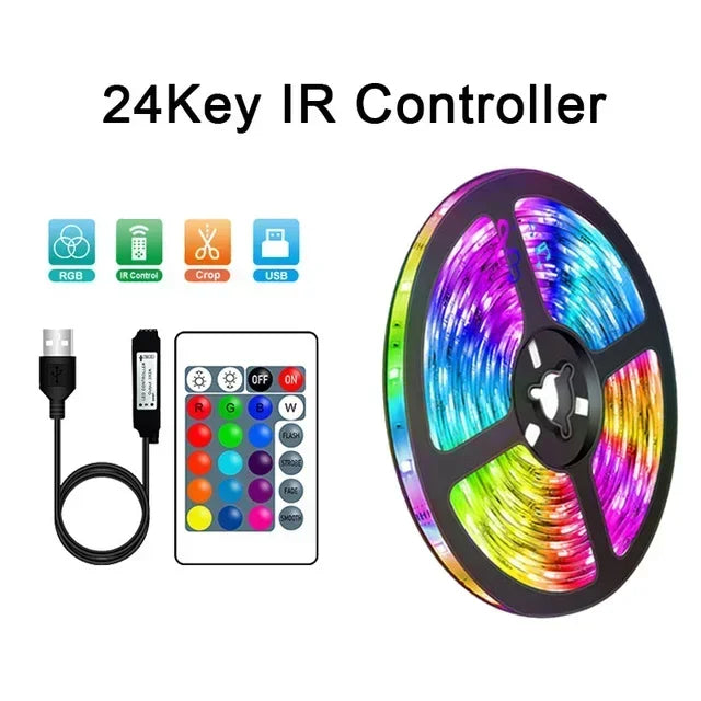 USB Led Strip Lights 5m 10m 20m 30m RGB Led Strip Light TV Backlight Flexible Ribbon Tape Luces Led Light for Room Decoration