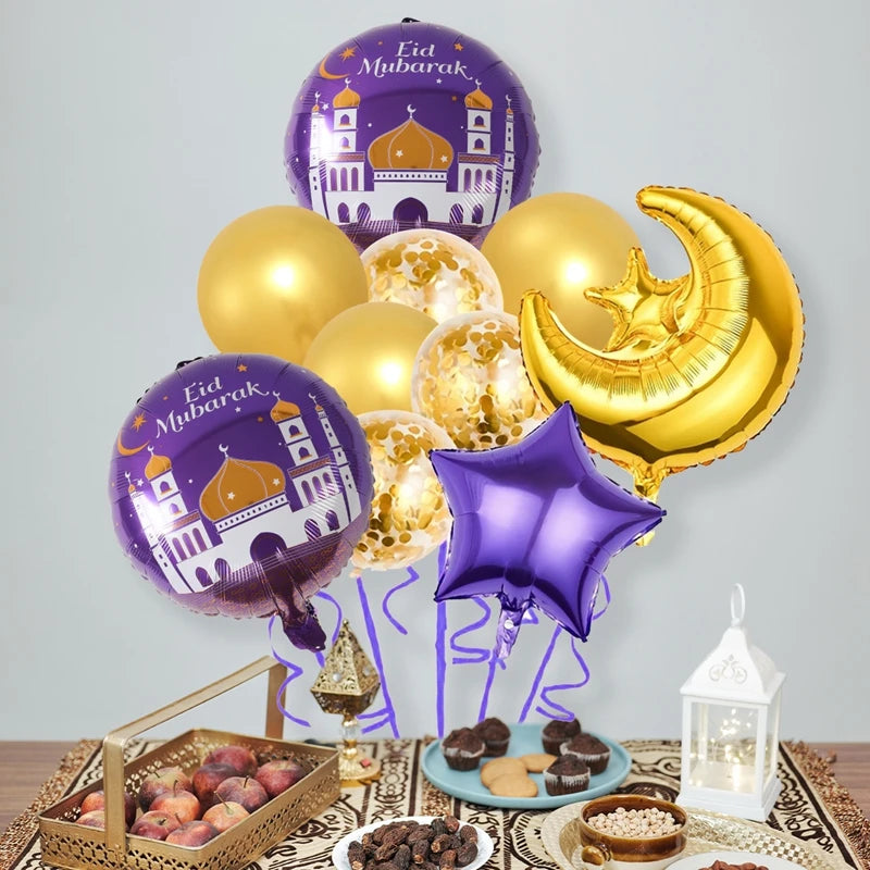 Eid Mubarak Balloons Ramadan Decor for Home Eid Mubarak Letters Balloon Ramadan Kareem Islamic Muslim Party Eid Al Adha Gifts