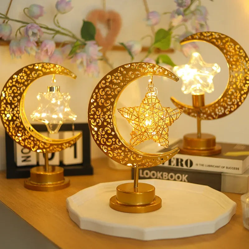 Ramadan Moon Led Light 2026 Eid Mubarak Decoration Metal Lamp for Home Room Ramadan Kareem Islamic Muslim Eid Al Adha Party Gift