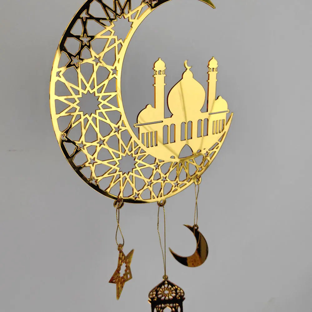 1PC Acrylic Ramadan Kareem Moon Star Wall Pendant Eid Mubarak Ornaments for Home Eid Al Fitr Muslim Islamic Holiday Party Decor