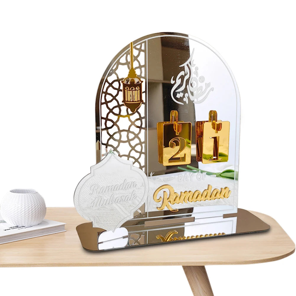 Acrylic Ramadan Advent Calendar Gift for Kids Ramadan Decorations Eid Mubarak Countdown Calendar for Home Decor