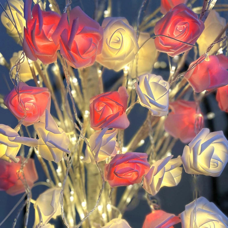 20LEDs Artificial Rose Flower String Light Valentine's Day Decor Wedding Party Garland Fairy Lamp Room Decoration Ramadan 2026