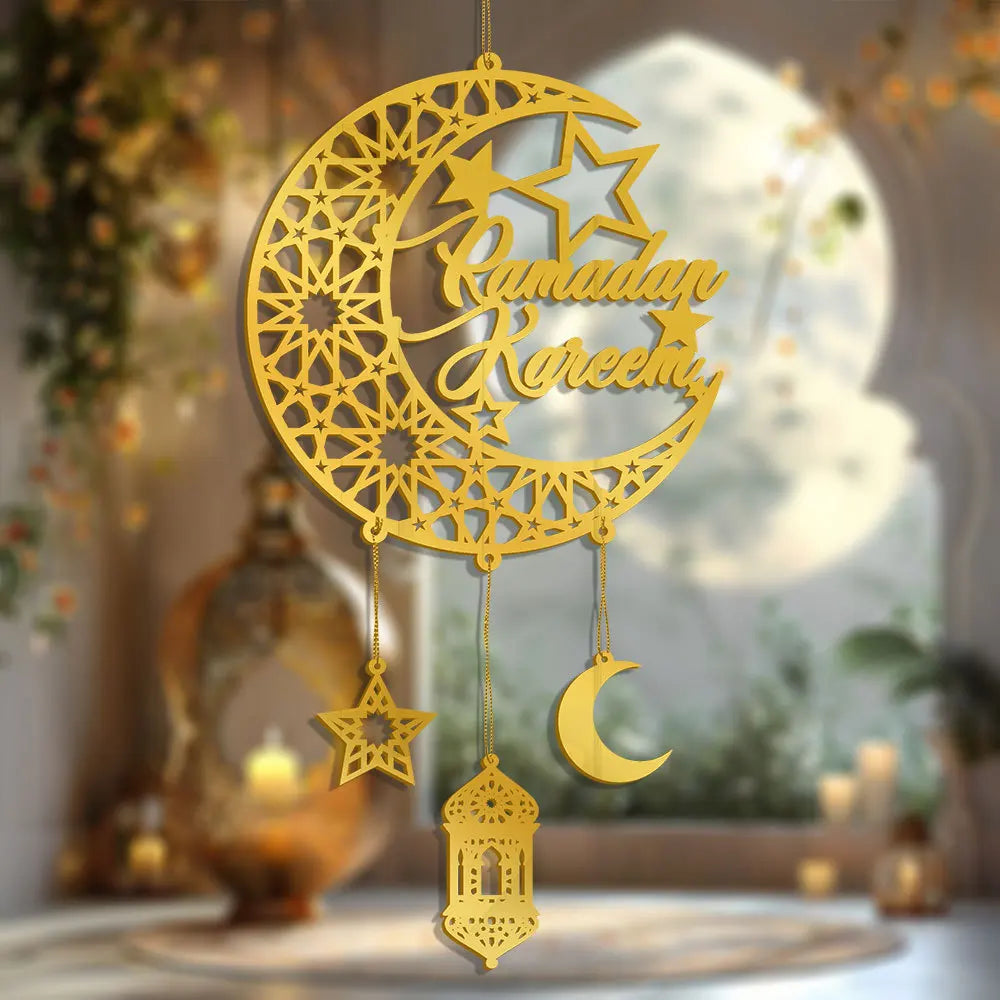 1PC Acrylic Ramadan Kareem Moon Star Wall Pendant Eid Mubarak Ornaments for Home Eid Al Fitr Muslim Islamic Holiday Party Decor