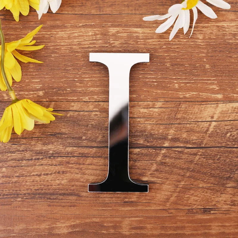 Acrylic Mirror 3D Alphabet  House Number Wall Sticker English Alphabet Sticker Decoration Wedding love letters Decorative
