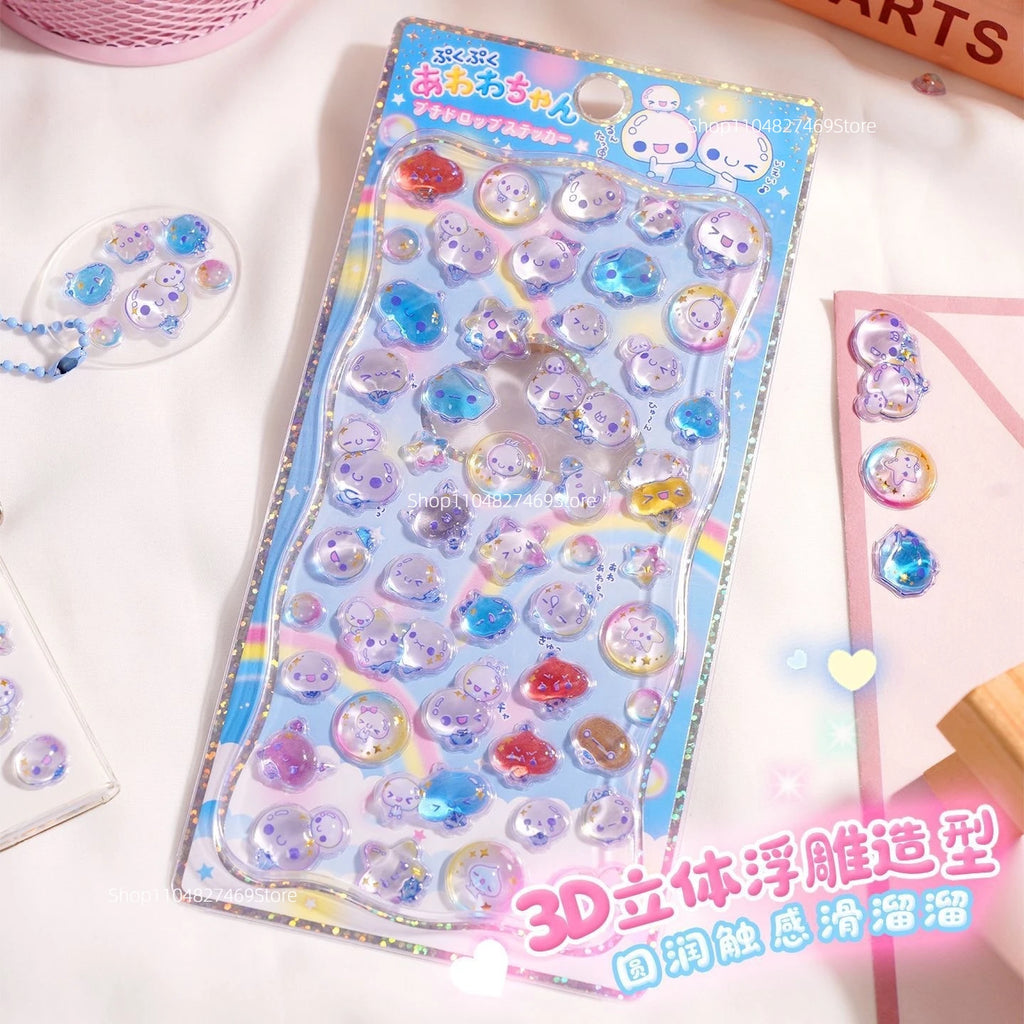 Embossed Animal 3D Crystal Sticker DIY Crafts PVC Cartoon Animal Sticker Melody Relief Decorative Sticker Water Cup Decoration