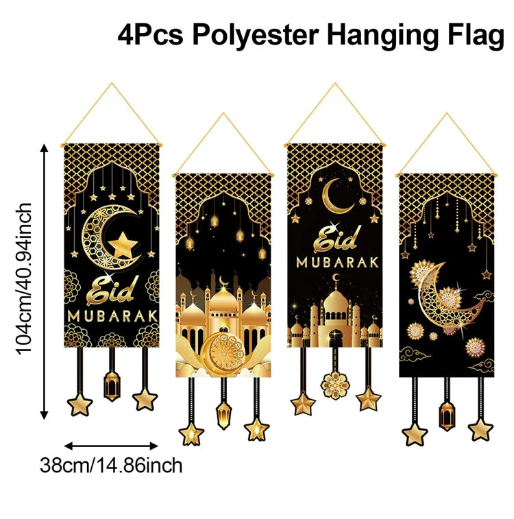 Eid Mubarak Decoration Hanging Flag Eid Mubarak Decor 2025 for Home Islamic Muslim Party Decor Ramadan Kareem Eid Al-Fitr Gift
