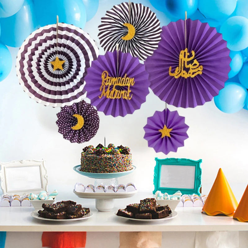 Hot Stamping Stars Moon Eid Al Fitr Party Decorations Ramadan Castle Star Pendants Muslim Party Decorations Party Table Flag