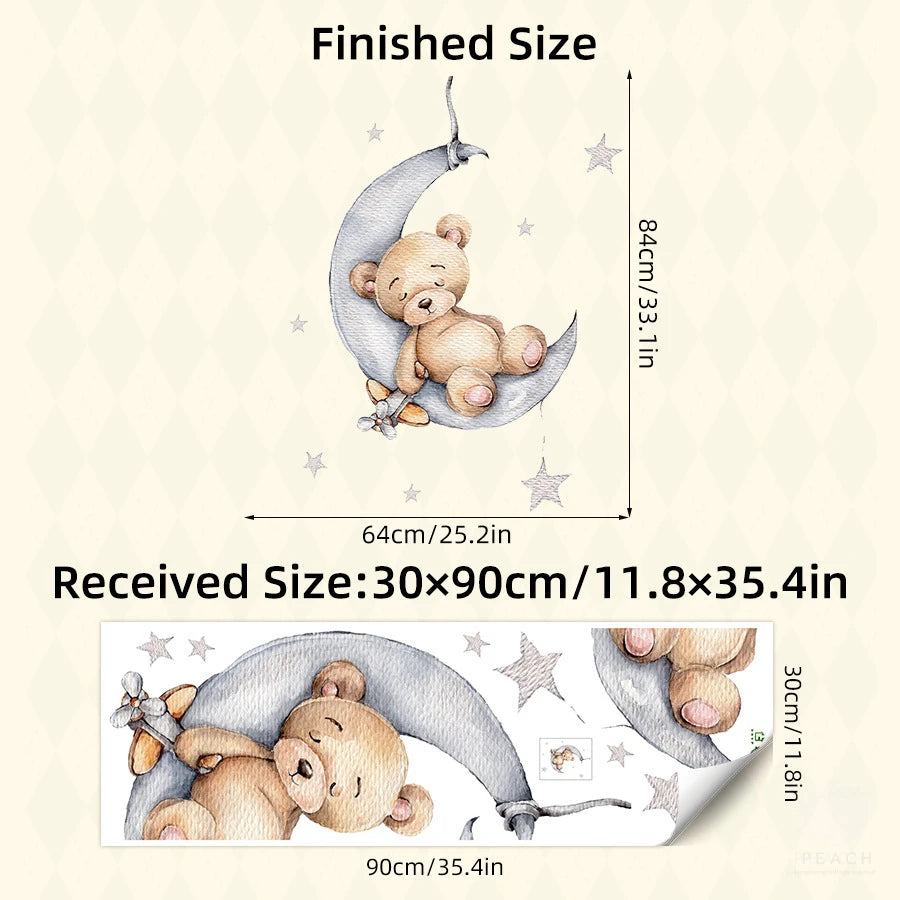 1Pc Cartoon Animal Star Moon Cat Rabbit Bear Wall Stickers for Room Decoration Living Room Decor for House