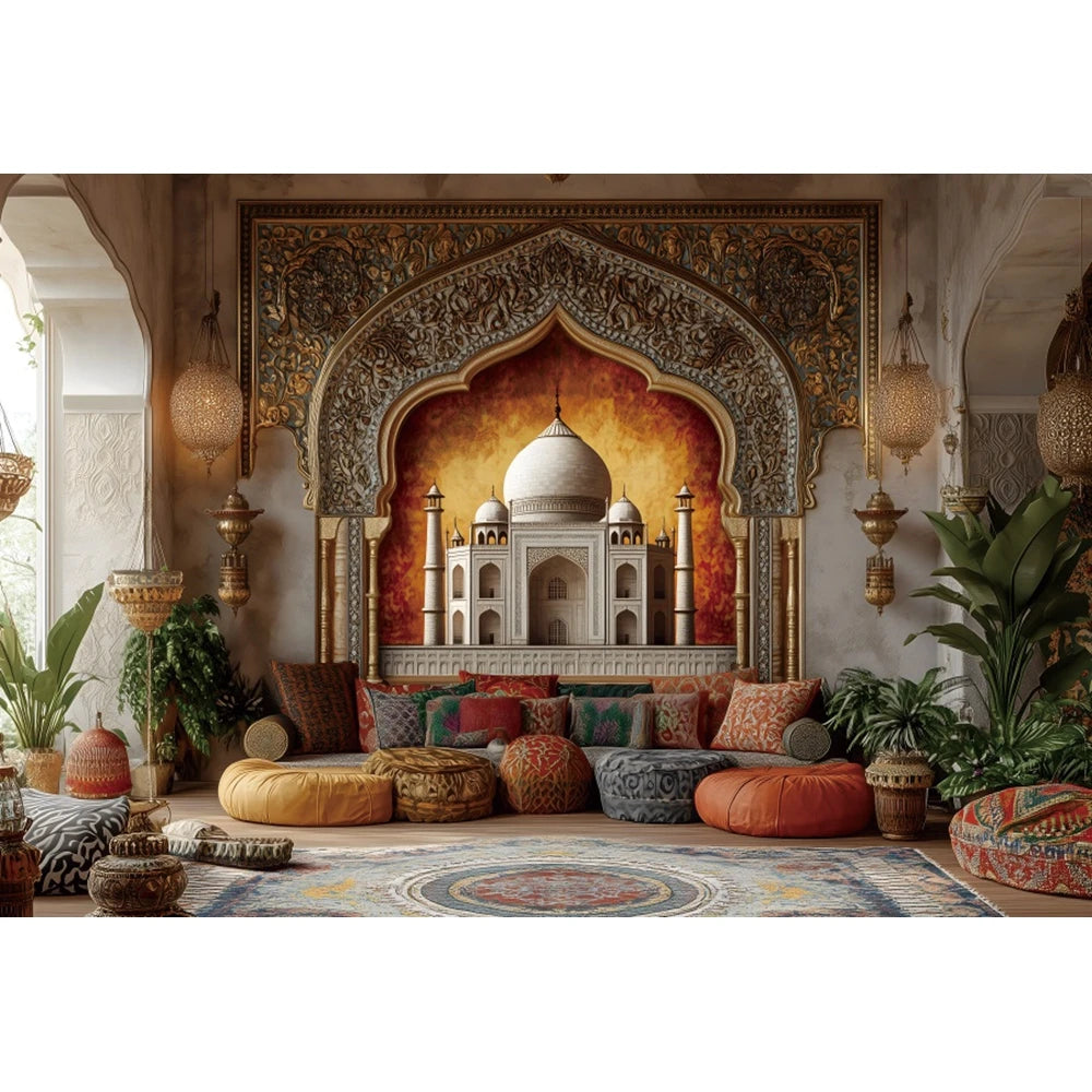 Islamic Mosque Background Ramadan Aladdin Eid Mubarak 2026 Muslim Kareem Al Fitr Festival Party Indoor Decoration Photo Backdrop