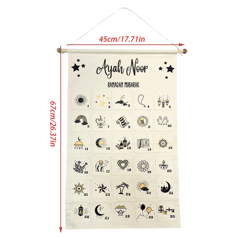 Personalized Ramadan Mubarak Countdown Mubarak Calendar Muslim Islamic Kid Boy Girl Eid-al Fitr Gift Home Wall Hanging Decorate
