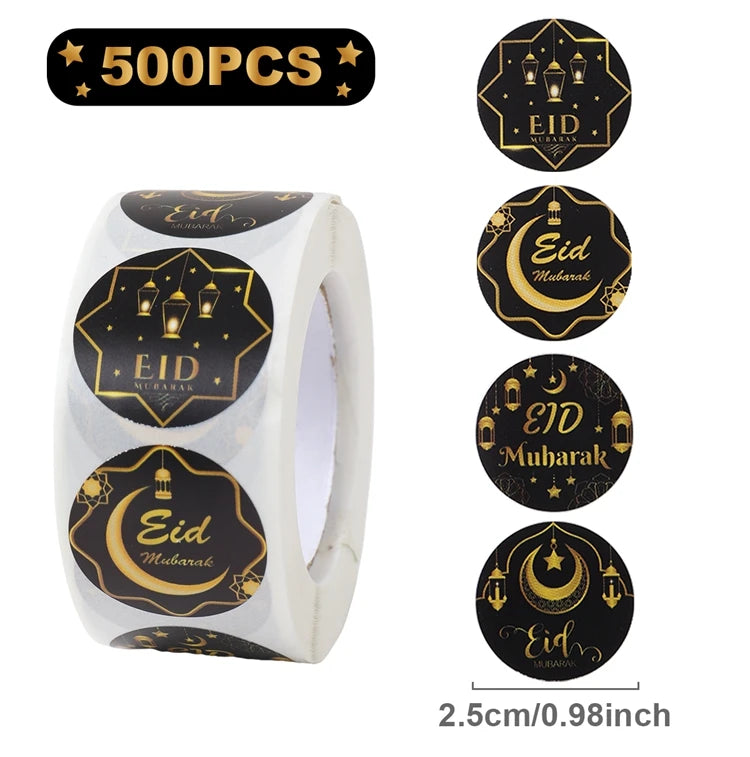 EID Mubarak Stickers Ramadan Decoration 2025 For Favor Gifts Label Ramadan Kareem Islamic Muslim Party Eid Al Adha Gifts
