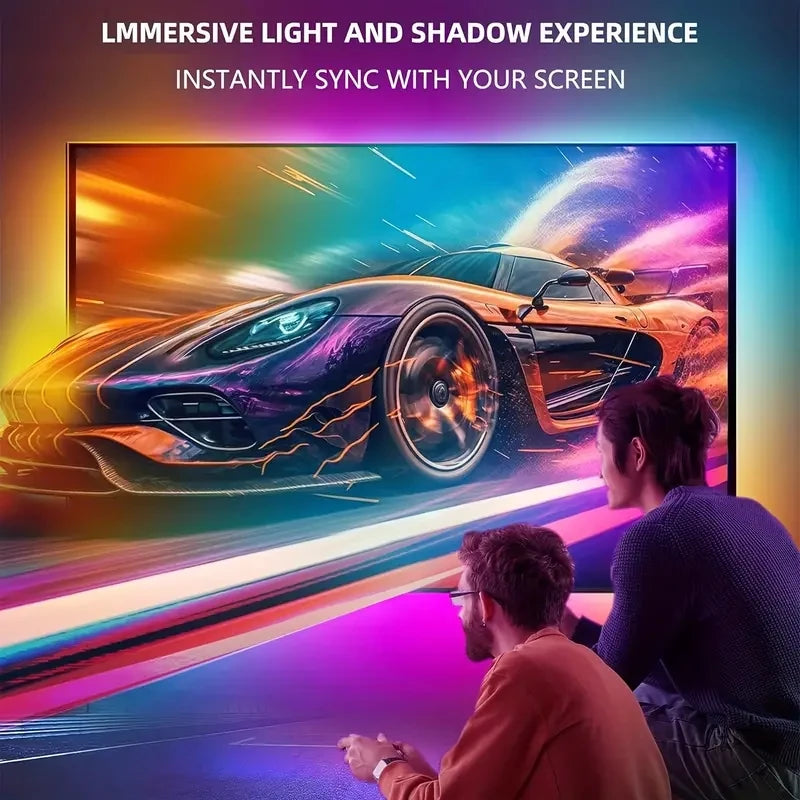 RGBIC LED TV Backlight Strip with AR Sensor Sync to Screen Ambient Lighting APP Control for 35-80 Inch TVs Monitors Gaming Room