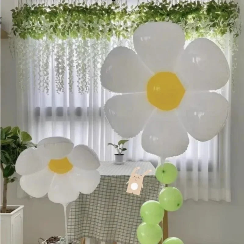 10/1PCS White Daisy Flower Balloon Multi Size Sunflower Foil Balloons Helium Ball Children Birthday Party Baby Shower Decoration