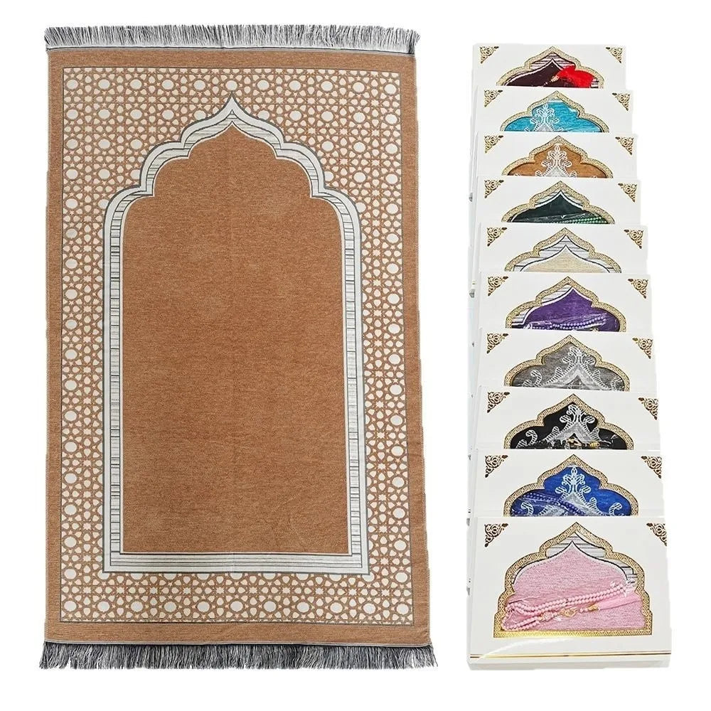 Printed Floor Mat 70x110cm Muslim Prayer Rug Non-slip Foldable Islamic Prayer Mat Rectangle Ethnic Style Janamaz Sajadah Eid