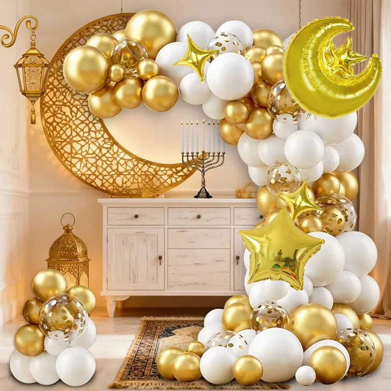 106pcs Eid Mubarak Arch Garland Kit Balloon Set Ramadan Kareem Decoration Ramadan Mubarak Muslim Islamic Festival Party Supplies