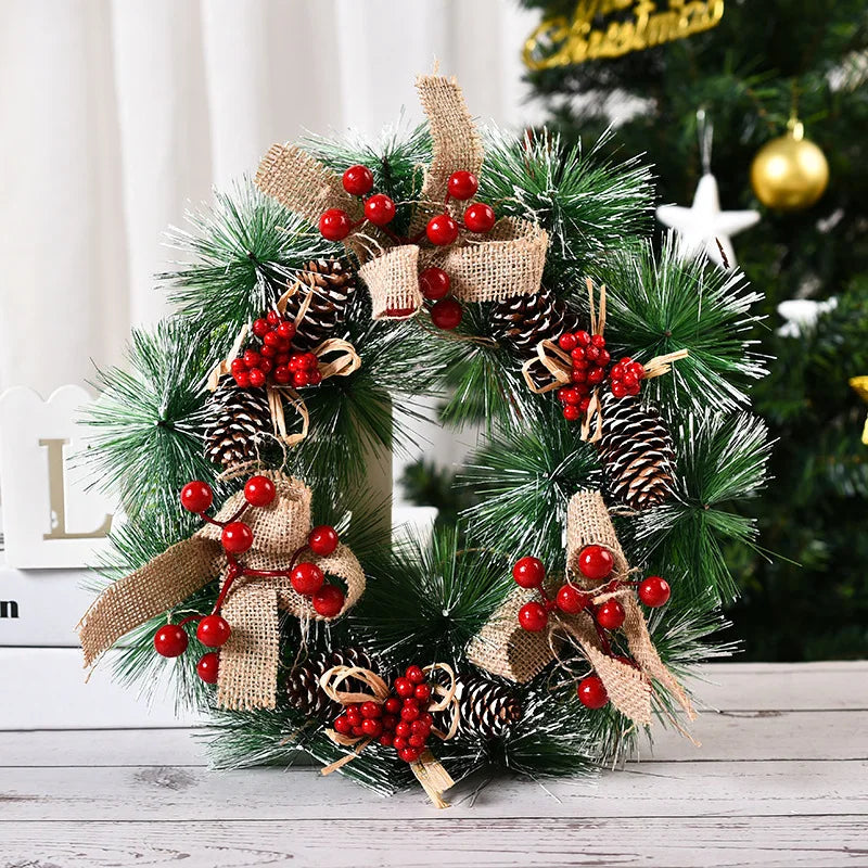 30CM Christmas Decoration Garland Front Door Window Decoration Christmas Wreath Pendant Ornament Navidad New Year Party Supplies