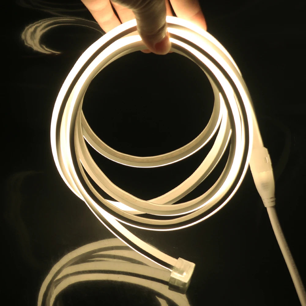 COB LED Strip Neon Light 220V EU UK Plug 288LEDs/M RA90 Flexible Tape Waterproof Led Ribbon for Kitchen Outdoor Garden Lighting