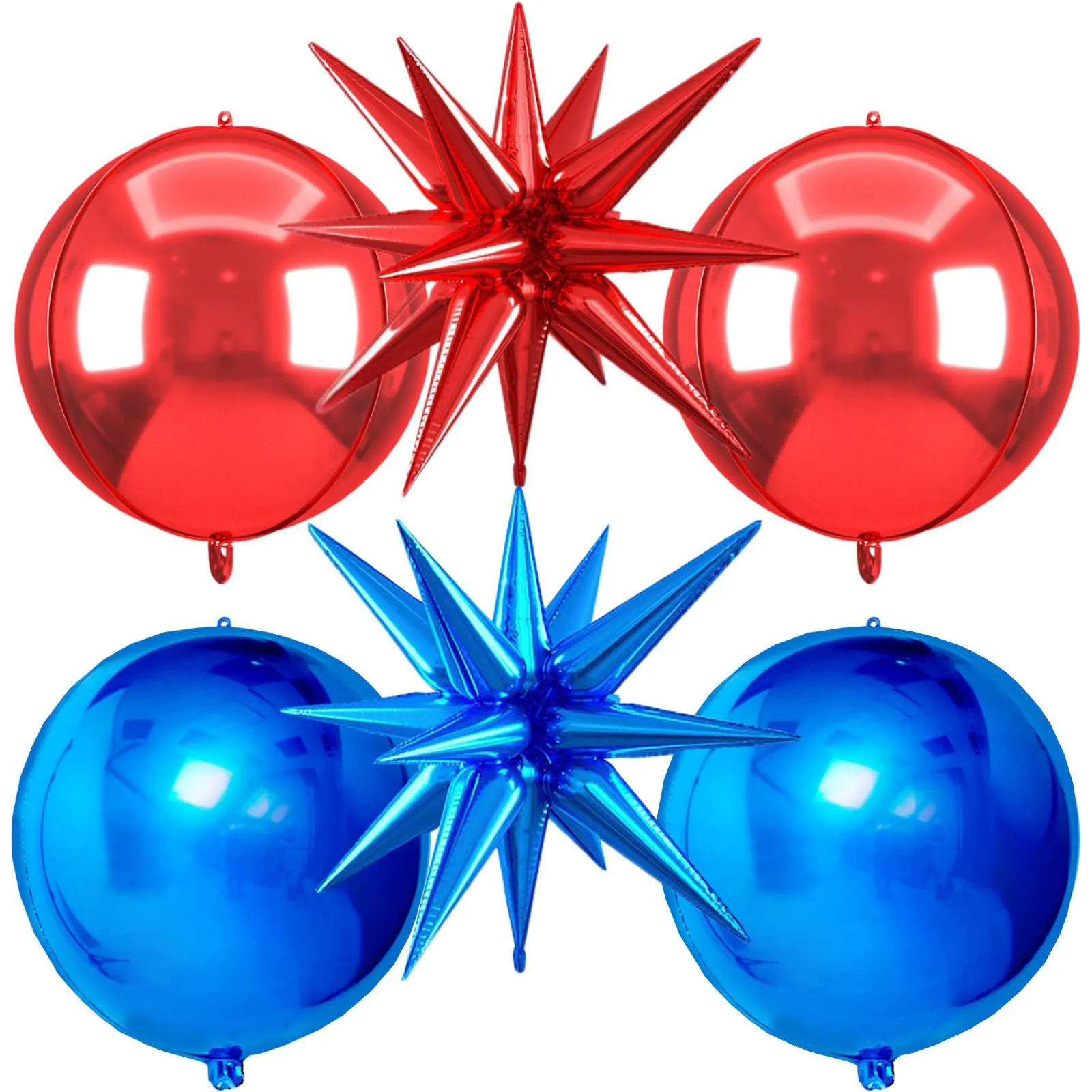 6pcs 22 inch 4D Big Round Exploding Star Foil Balloons Anniversary Birthday Wedding Theme Party Decoration Balloons
