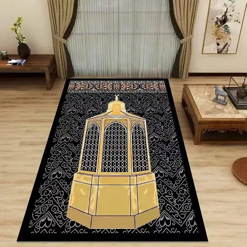 Authentic Ethnic Muslim Prayer Rug Living Room Decor Anti-Slip Carpets Bedroom Soft Rug Entrance Doormat Cultural Muslim Carpet