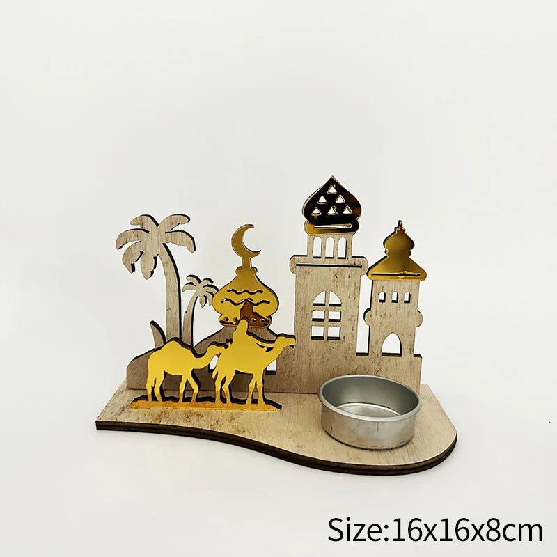 Ramadan Candlestick Islamic Prayer Candle Stick Mubarak Eid Mubarak Lamp Eid Al-Fitr Muslim Party Table Decor Lantern Light