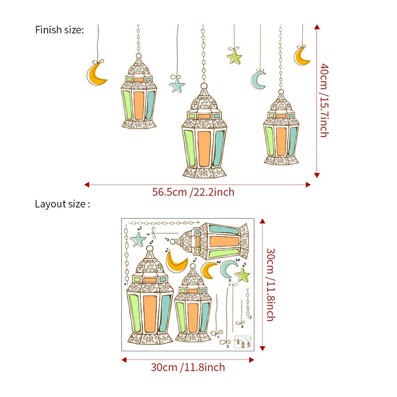 Ramadan Wall Stickers Eid Mubarak Decorations Allah Quran Muslim PVC Removable Wall Sticker Arabic Calligraphy Wall Art Decals