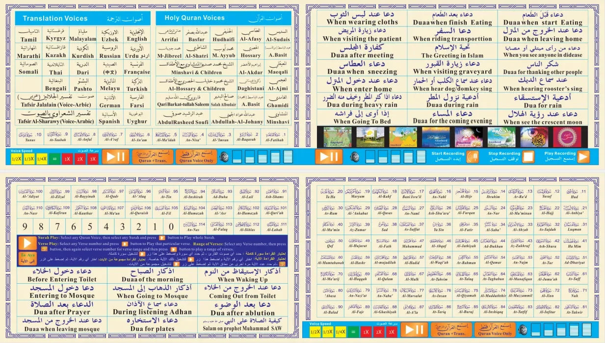 Digital Quran Read Pen MP3 Player Word by Word with Multiple Translations Muslim Gift