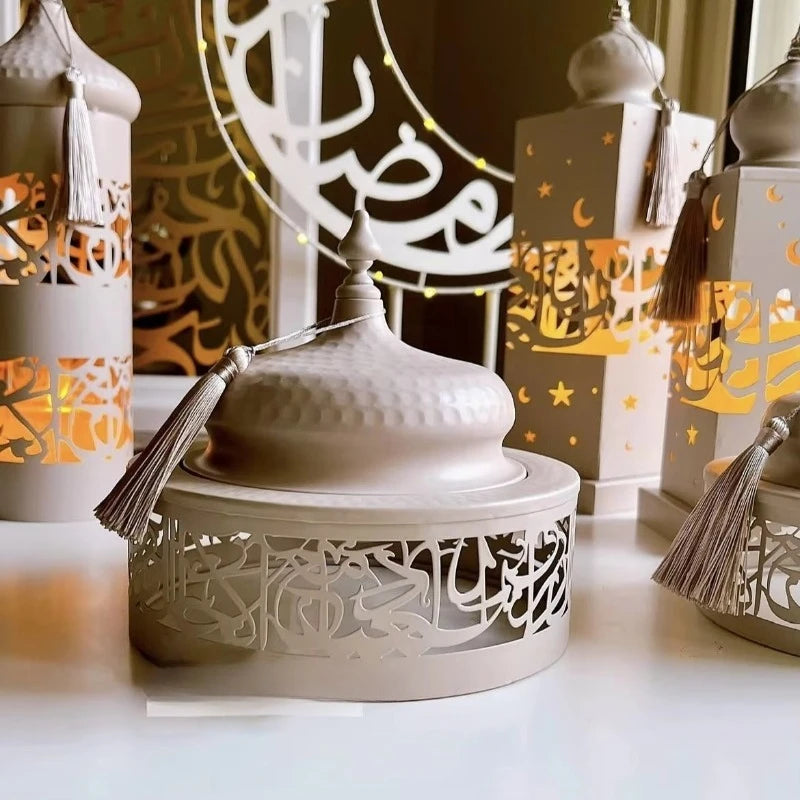 Super 2026 Ramadan Decoration Eid al-Fitr Metal Tray Modern Plate Muslim Family Table Box Decoration
