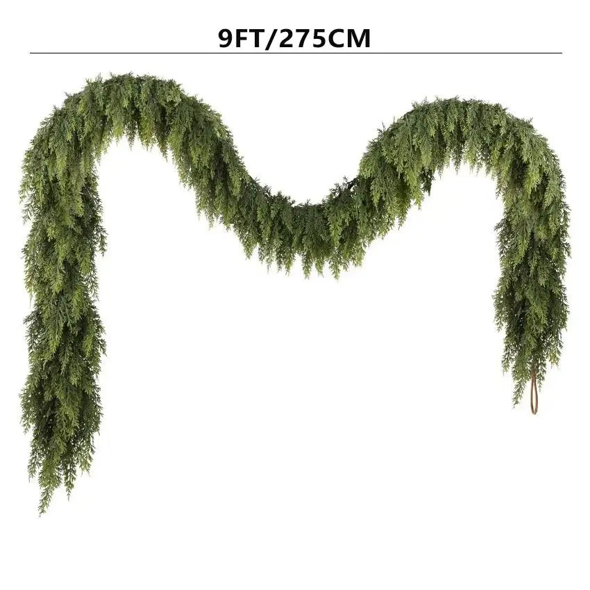 1/2pcs Artificial Plants Christmas Tree Cypress Leaf Garland Home Room Table Decor Outdoor Yard Pine Rattan Hanging Adorn Wreath