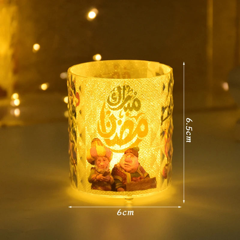 Eid Mubarak Led Candle Lantern Ramadan Kareem Decoration for Home 2025 Islamic Muslim Festival Party Favors Eid Al-Fitr Gift
