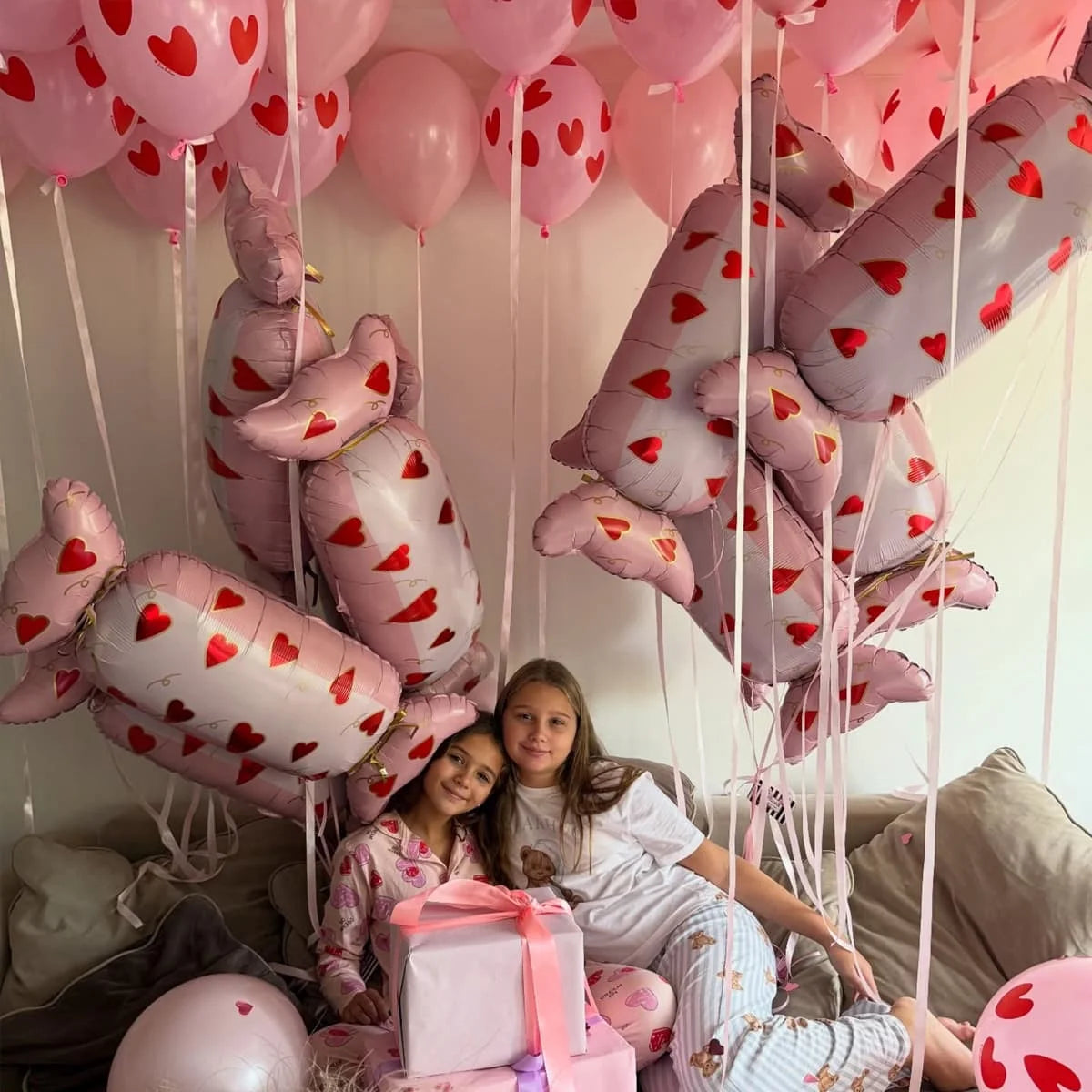 Candy shaped aluminum foil balloons with heart-shaped printed candy balloons for shower, birthday party, wedding decoration