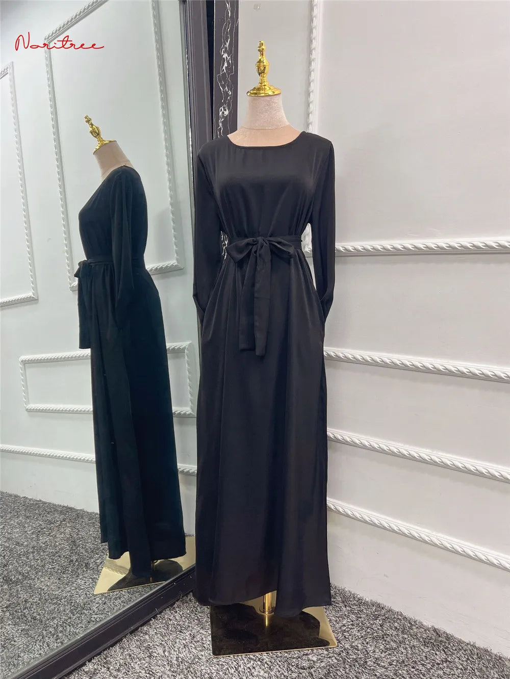 Fashion Sliky Djellaba Muslim Dress Dubai Full Length Flare Sleeved Soft Abaya Dubai Turkey Muslim Islam Robe WY921
