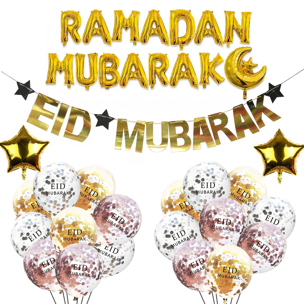 10/11/15/29/30/33pcs Eid Mubarak Balloon Ramadan Decoration For Home Aid Al-fitr Mubarak Kareem Festival Party Supplies
