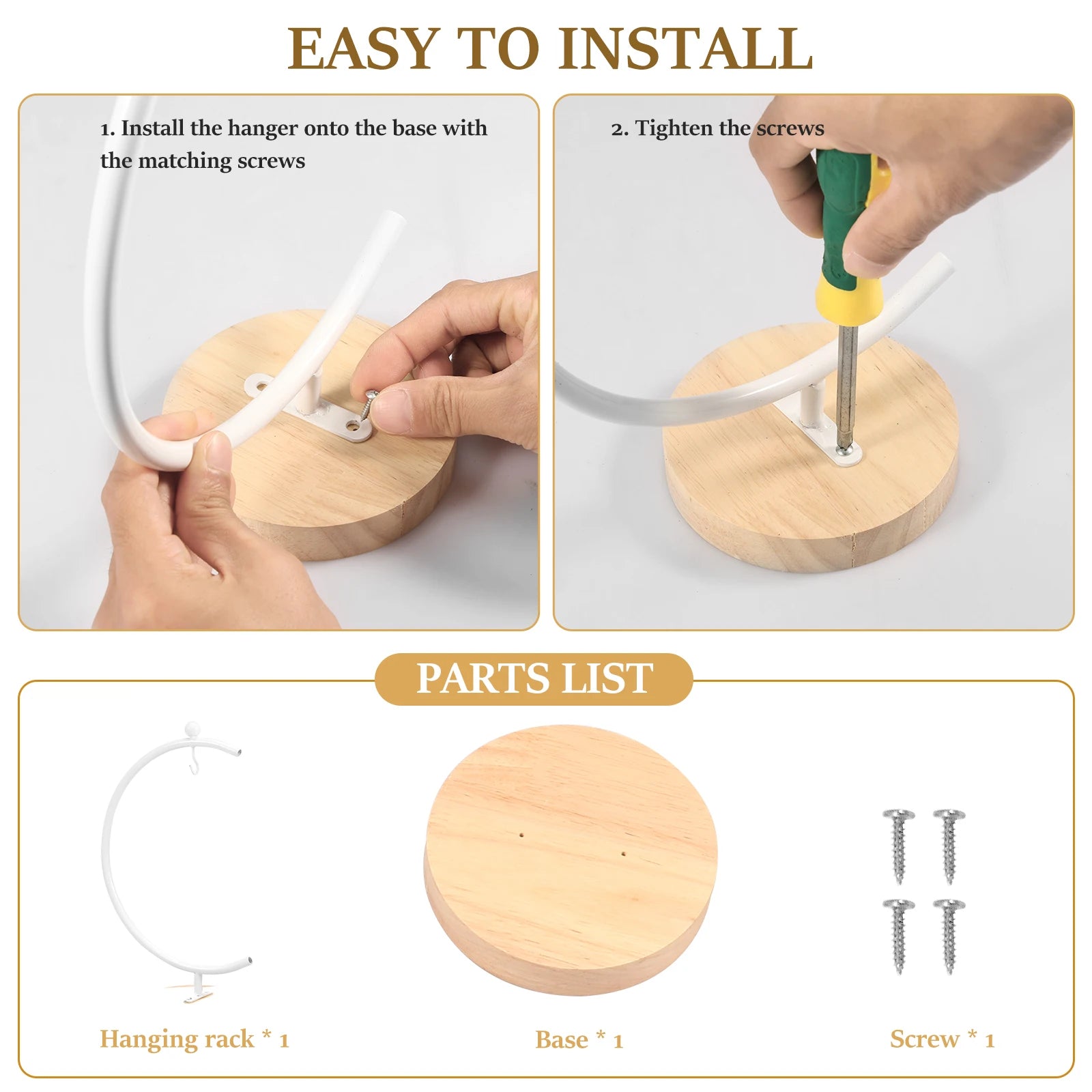 Banana Holder Stand Moon Shape Banana Hanger Rack Metal Fruit Hanger with Wood Base Stable Banana Hanger Stand Decorative