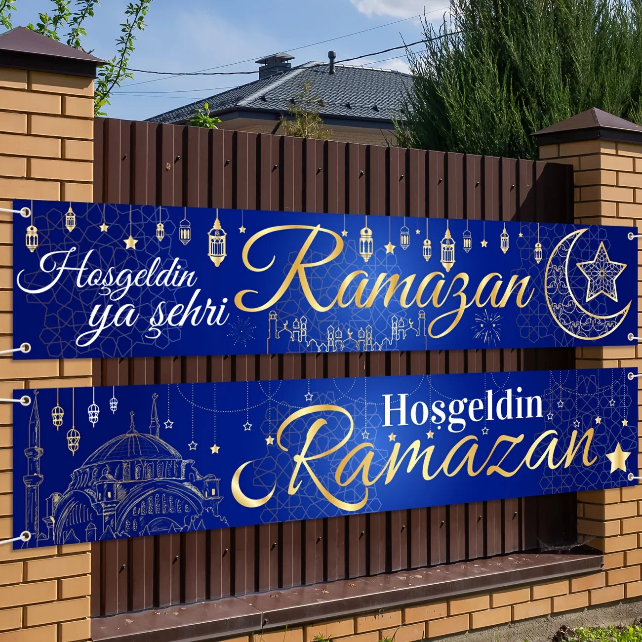 Eid Ramadan Decorations Hoşgedin Ramazan Outdoor Banner Hosgeldin ya sehri Ramazan Backdrop Ramadan Mubarak Backdrop for Muslim