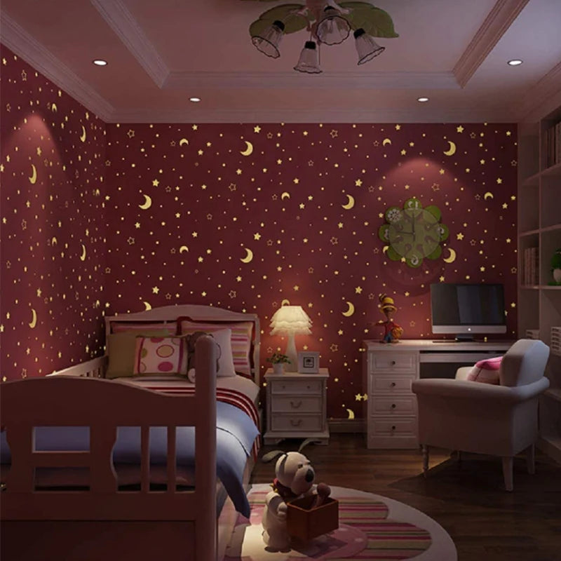 Room Wall Art Decor Bedroom Ceilling Home Decor Glow In Dark Moon Universe 3D Luminous Fluorescent Sticker Stars Dinosaur TMZ