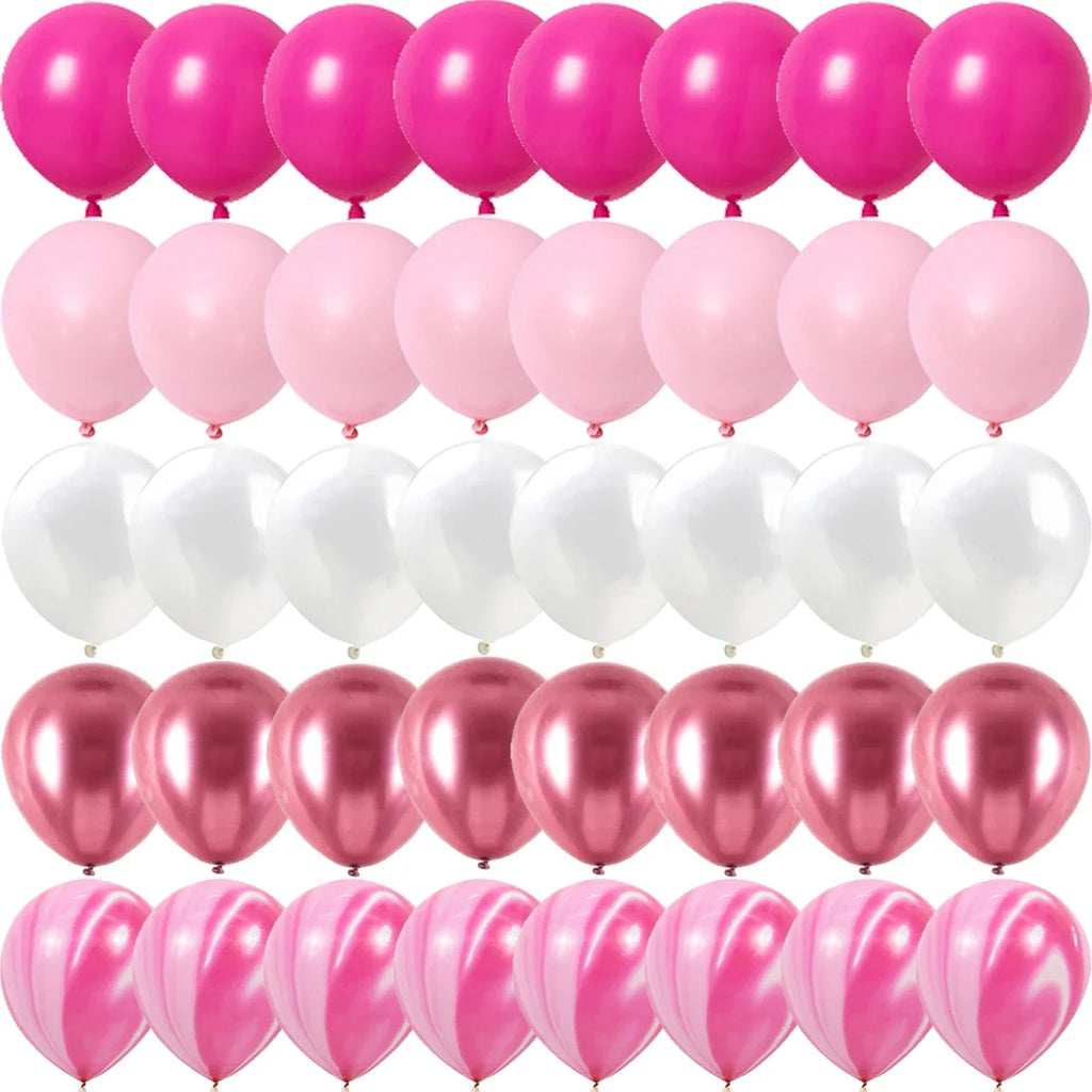 40PCS Rose Pink Metal Latex Confetti Confetti Balloons Wedding Decorations Matte Globos New Year Birthday Party Decorations