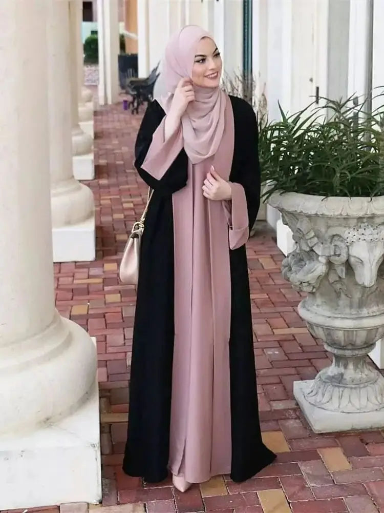 Ramadan Eid Luxury Splicing Two-Piece Style Abaya for Women – Dubai Kaftan Modest Islamic Dress Marocain Femme