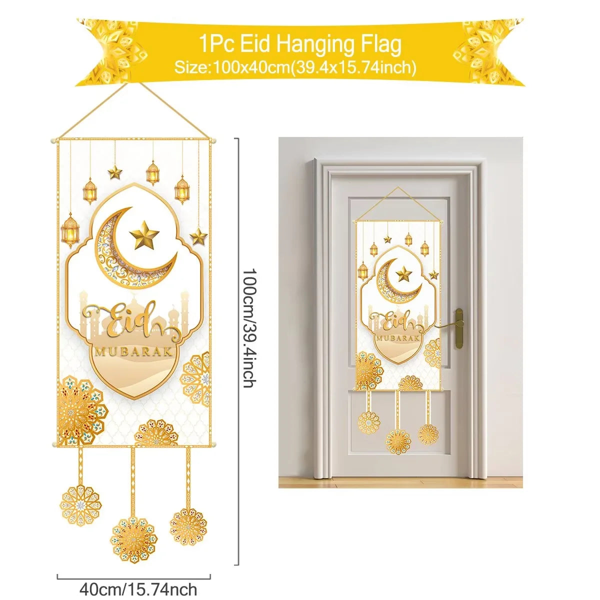 Eid Mubarak Decoration Hanging Flag Eid Mubarak Decor 2025 for Home Islamic Muslim Party Decor Ramadan Kareem Eid Al-Fitr Gift