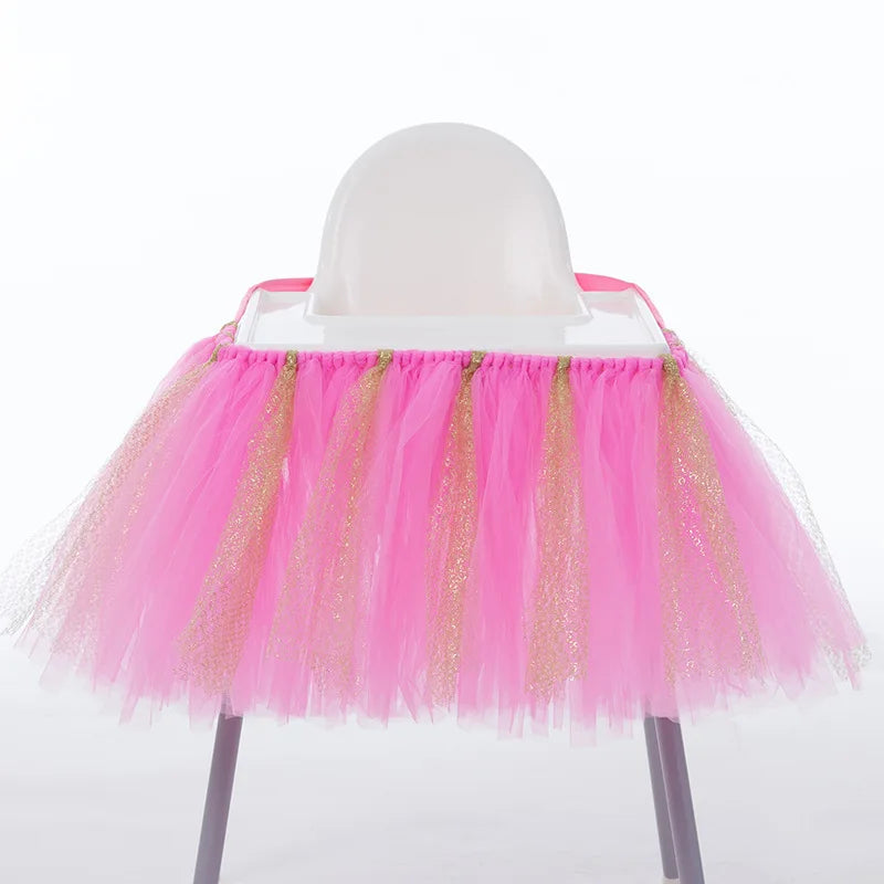 Tutu Chair Skirt Mesh Chair Skirt Children's Table Chair Skirt Party Decorative Chair Skirt Baby Birthday Party Decoration