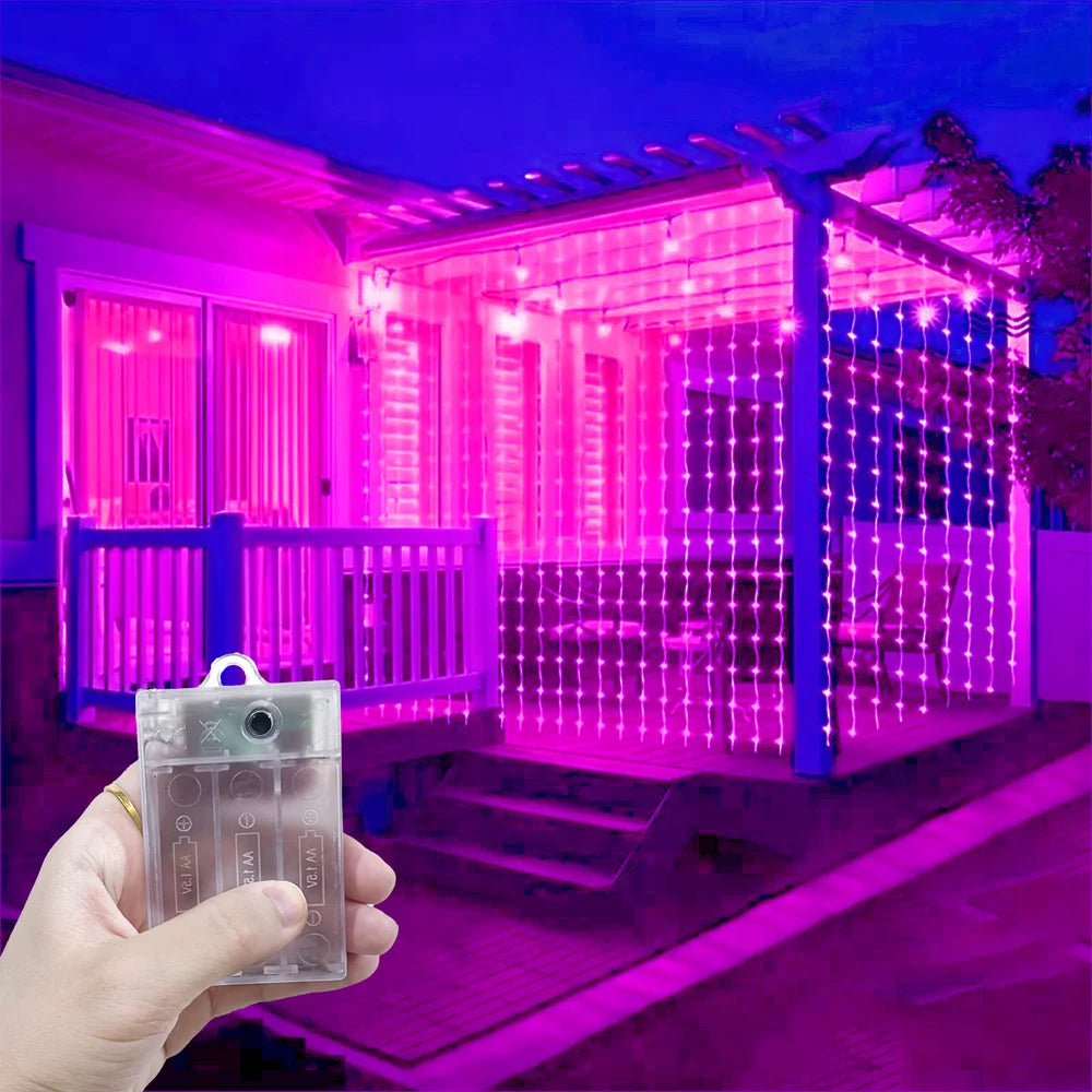 Home Decoration Battery Power Fairy LED Curtain Light String Outdoor Bedroom Decoration Ramadan 2026 Valentine's Day Eid Mubarak
