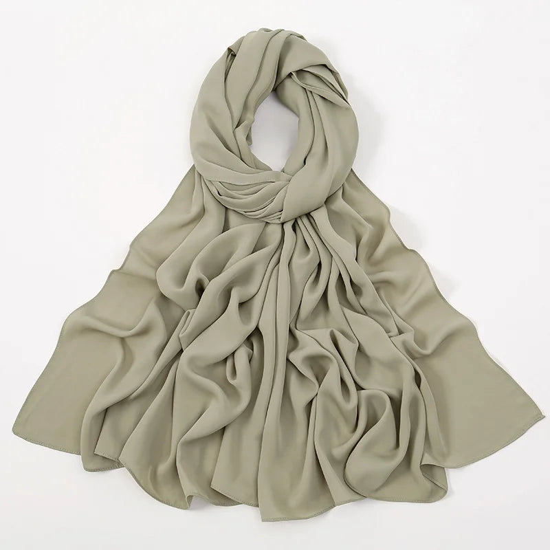 New Medina Silk Chiffon Hijab Premium Chiffon Muslim Hijabs Scarf For Women Heavy Poka Chiffon Shawl Headscarf Wrap Islam Turban