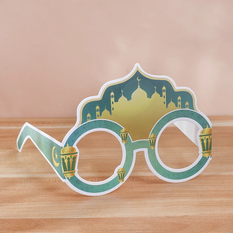 12pcs EID Mubarak Paper Glasses Ramadan Decorations For Home Islamic Muslim Party Supplies Photo Booth Props Gifts Eid Al Adha