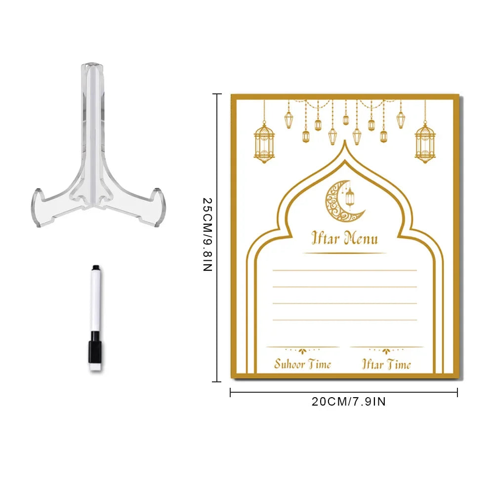 Reusable Acrylic Ramadan Calendar Board Wooden Base Table Ornament with Pen Mubarak Eid Advent Day Suhoor Iftaar Countdown Gifts