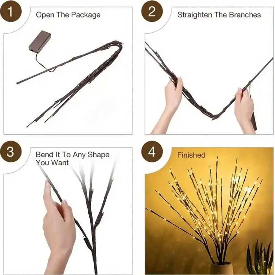 LED Garden Simulation Birch Branches with Luminous Atmosphere Branch Lights – Warm White DIY Decorative String Light