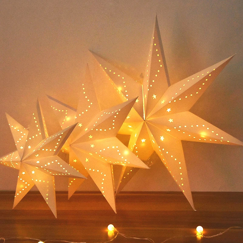 Eid Mubarak Decoration Hollow Star Hanging Pendant Ramadan Kareem LED Light Lantern 2025 Islamic Muslim Party Supplies Birthday