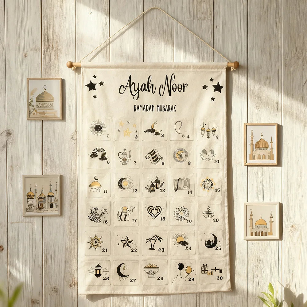 personalized Ramadan 30 day Advent Calendar custom eid gift for Muslim Islamic kid boy girl eid Wall Hanging Home decoration